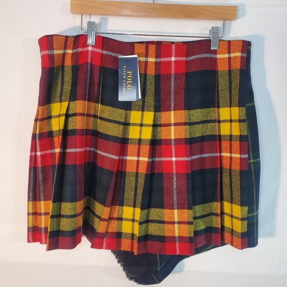 Polo Ralph Lauren Women's 16 wool Plaid Pleated Kilt Leather Buckle Skirt New - Picture 7 of 7